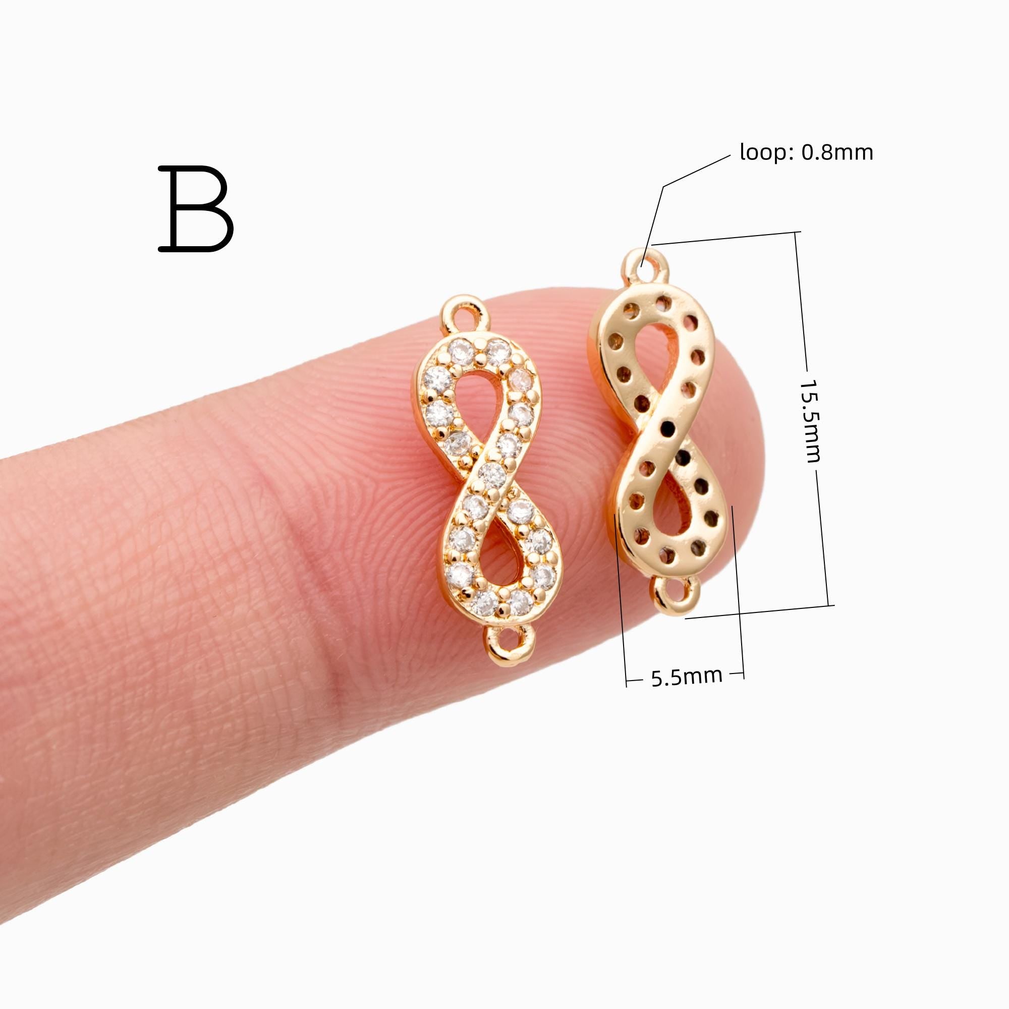 4pcs CZ pave Gold Geometric Connectors , Gold plated Brass Links with 2 Loops, CZ Rhinestone Pave Charm Pendants (GB-160)
